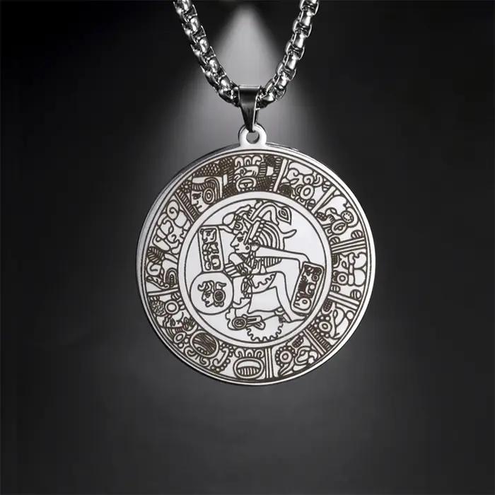 EUEAVAN Collier Pendentif Cercle Maya