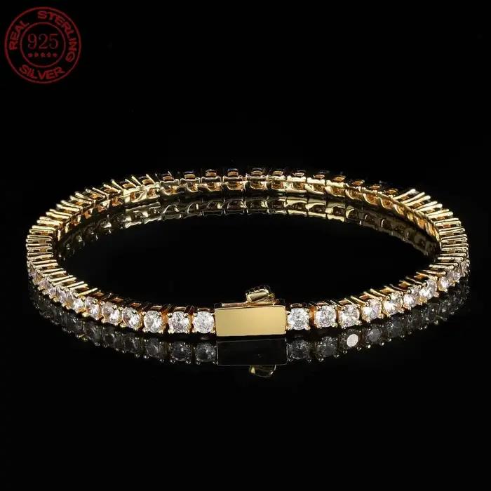 Bracelet de tennis en Zircon plaqué argent 925