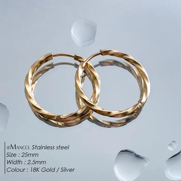 EManco – boucles d'oreilles rondes en acier inoxydable pour femmes et filles