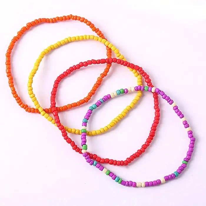 17 pièces couleur aléatoire mélange élastique perles Bracelets bohème empilable perlé extensible