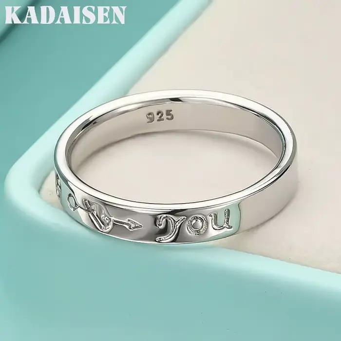 Argent sterling 925 LOVE lisse 7-10 # Bague pour femmes, bijoux de charme pour fête de mariage, à