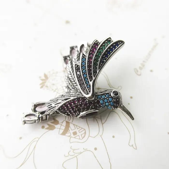 Pendentif colibri en argent sterling 925 avec pierres précieuses multicolores pour femmes occasions spéciales bijoux bohèmes