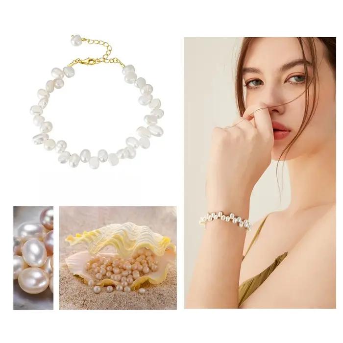 Bracelet en perles d'eau douce baroques Dainashi 4-5 mm