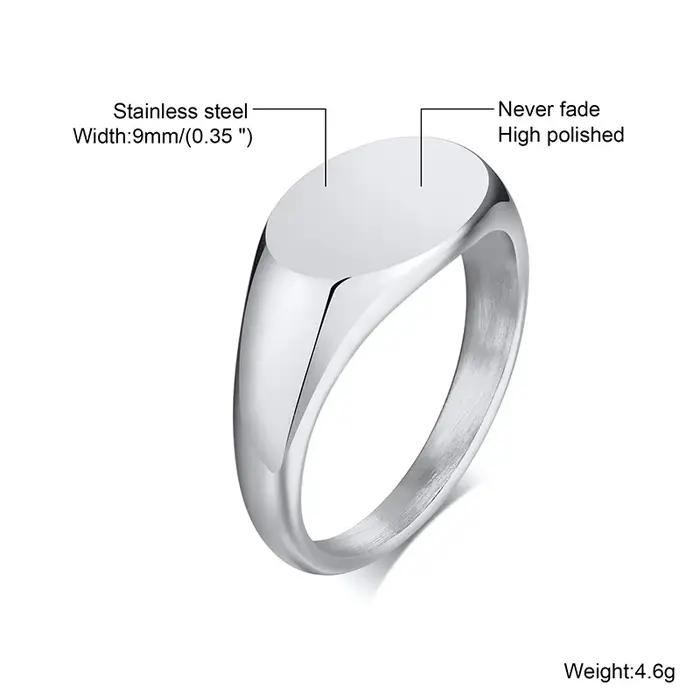Bague chevalière, bague en acier inoxydable pour hommes