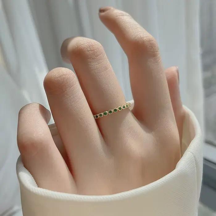 Bague en argent Sterling 925 et Zircon vert pour femme
