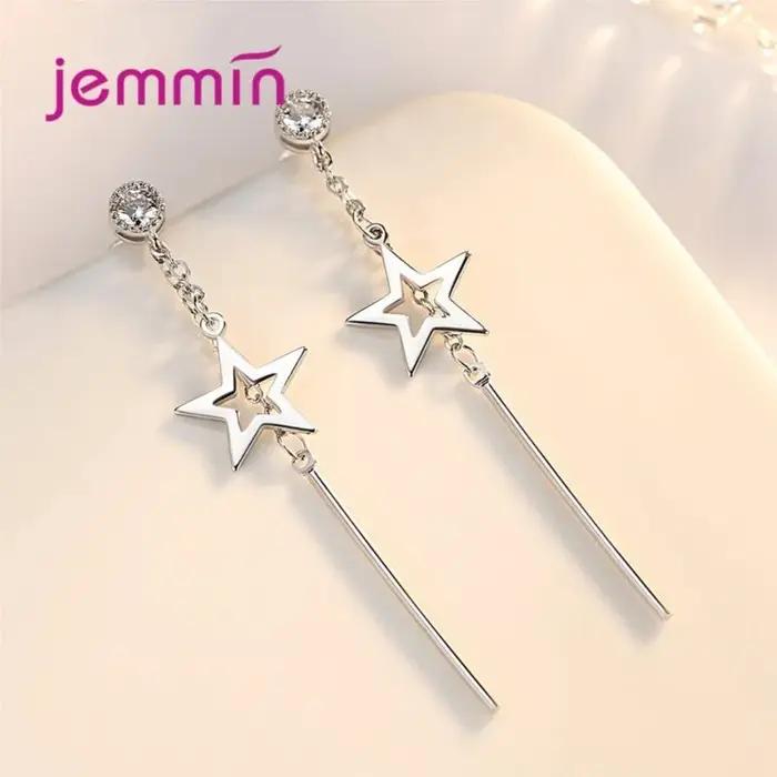 Boucles d'oreilles géométriques en argent Sterling 925 pur, étoile scintillante, cadeaux de noël pou