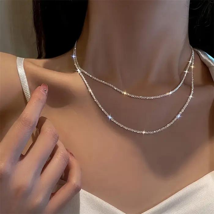 Collier en argent sterling S925 avec breloque haute pour femmes, bijou romantique et élégant pour occasions spéciales