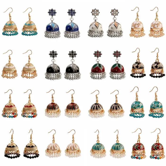 Boucles d'oreilles cloche en émail pour femmes