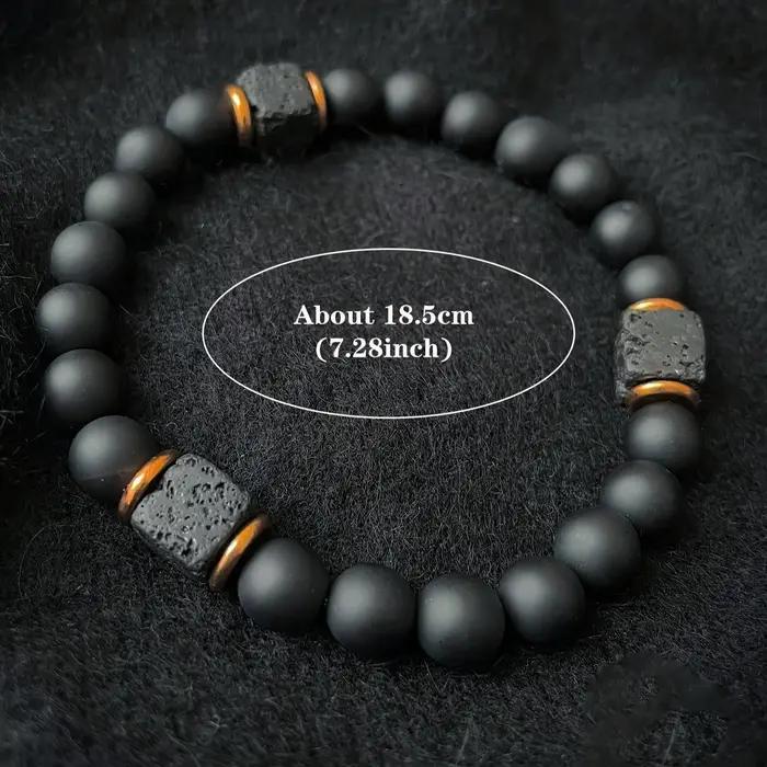 Bracelet de force en pierre volcanique pour hommes