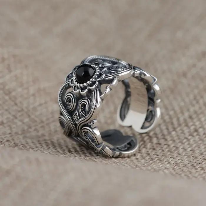 Bague en argent regardé S925 pour hommes et femmes