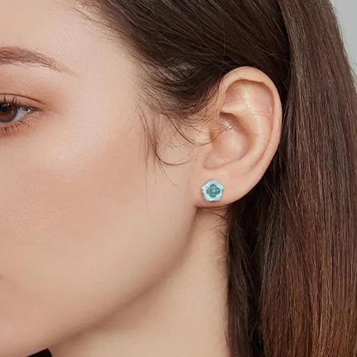 Boucles d'oreilles en argent S925 incrustées de pétales de glace pour femmes
