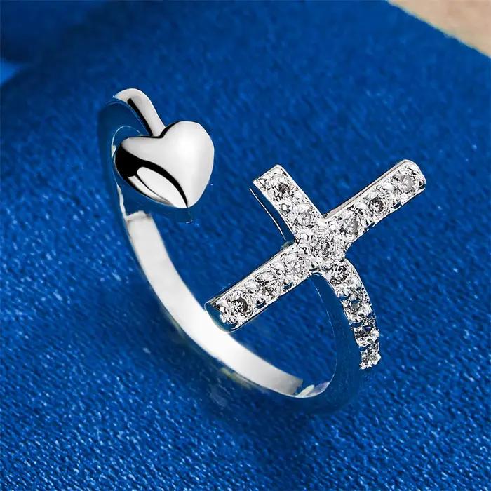 Bague Croisée en Argent Sterling 925 Pour Femmes Mode Partie Accessoire Bijoux Occasions Spéciales
