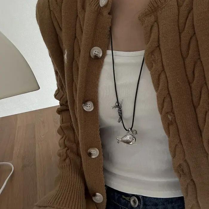 Collier réglable en corde de poisson doré cuivre pour femmes style décontracté sportif cadeau occasionnelle festive