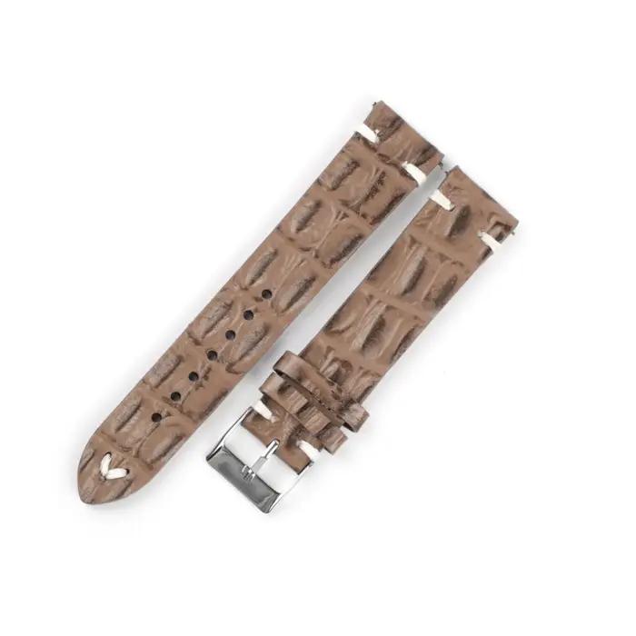 Bracelet de montre en cuir véritable Crocodile, 18mm 20mm 22mm 24mm, noir café cuir de vache, pour hommes et femmes