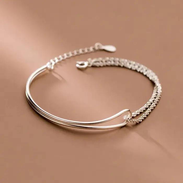 Bracelet minimaliste élégant pour femmes design géométrique double couche nouée chaîne fait main bijoux cadeaux occasions spéciales tracker humeur