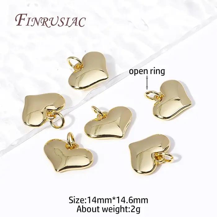 Pendentif coeur plaqué or 18 carats pour collier exécutif, breloques en laiton de haute qualité, bij