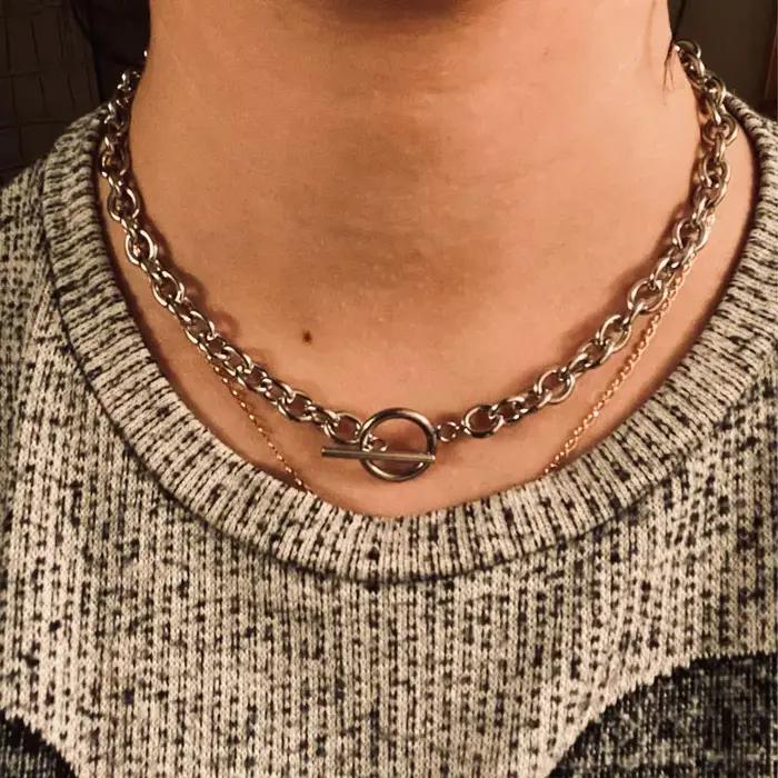 Mode nouveau gros collier à chaîne femmes Simple bascule fermoir
