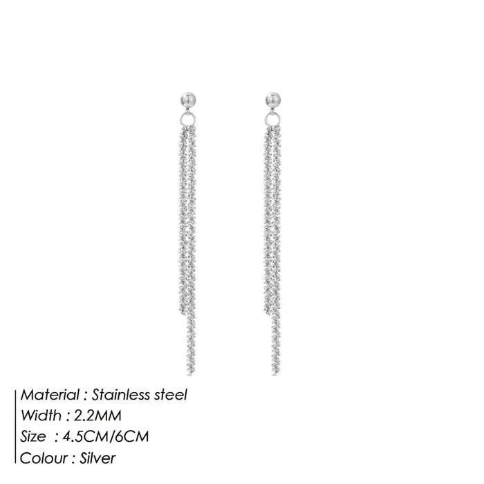 EManco – boucles d'oreilles tendance en acier inoxydable pour femmes, chaîne de calfleur, aucun perç