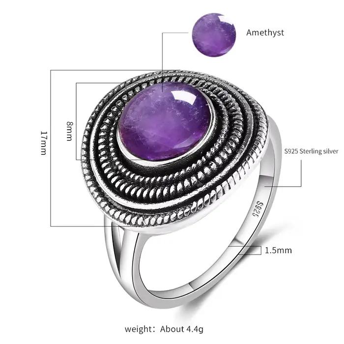 Bague ronde en argent regardé S925 pour femme