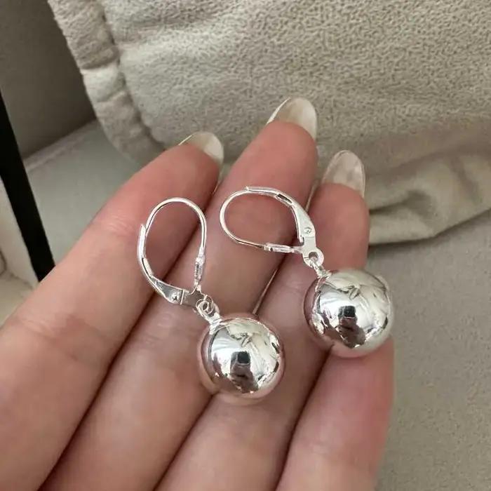 Boucles d'oreilles en argent regardé 925 pour femmes, boule de documents en or, bijoux de mode pour