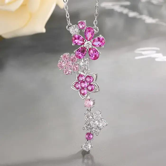 Ensemble de bijoux en zircone rouge pour femmes