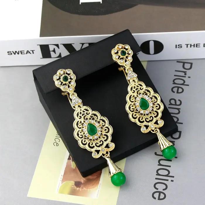 Sunspicems Chic marocain boucle d'oreille pour les femmes algérie boule de cristal longue
