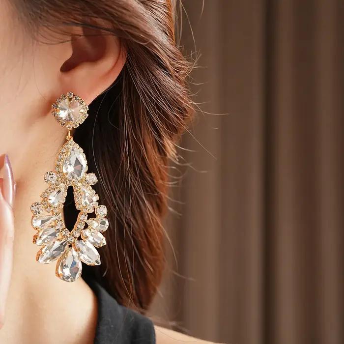 Boucles d'oreilles antiques en strass pour femmes