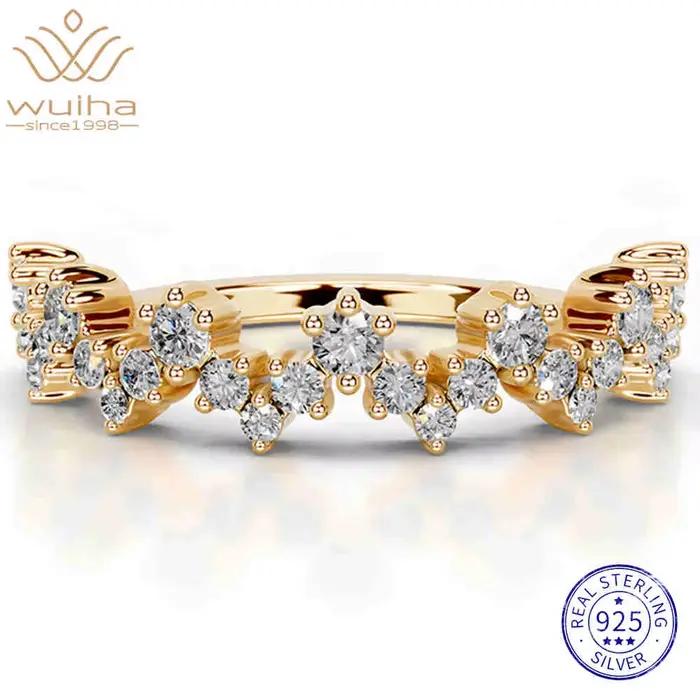 WUIHA – bague de fiançailles en argent Sterling 100% 925, coupe ronde, couleur D, GRA, pierres préci