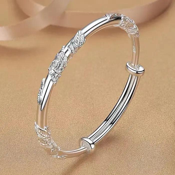 ALIZERO – Bracelet en argent Sterling 925 à fleurs soufflées pour femmes