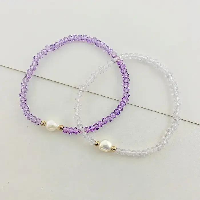Boho verre bracelets porte-bonheur pour femmes fille à la main bijoux de mode Bracelet de perles d'eau douce