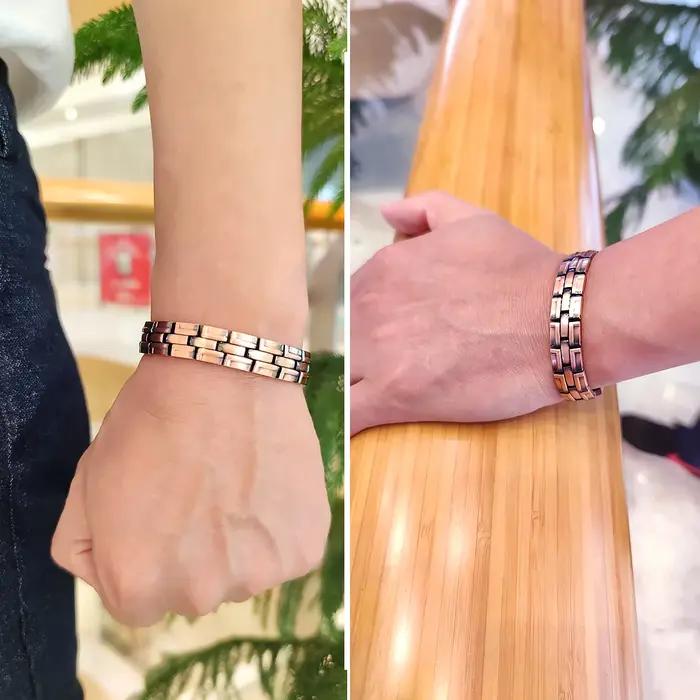 Bracelet Magnétique Vinterly en Cuivre Pur Style Vendange Bracelet Chaîne Maillons Pour Hommes Femmes Occasions Spéciales