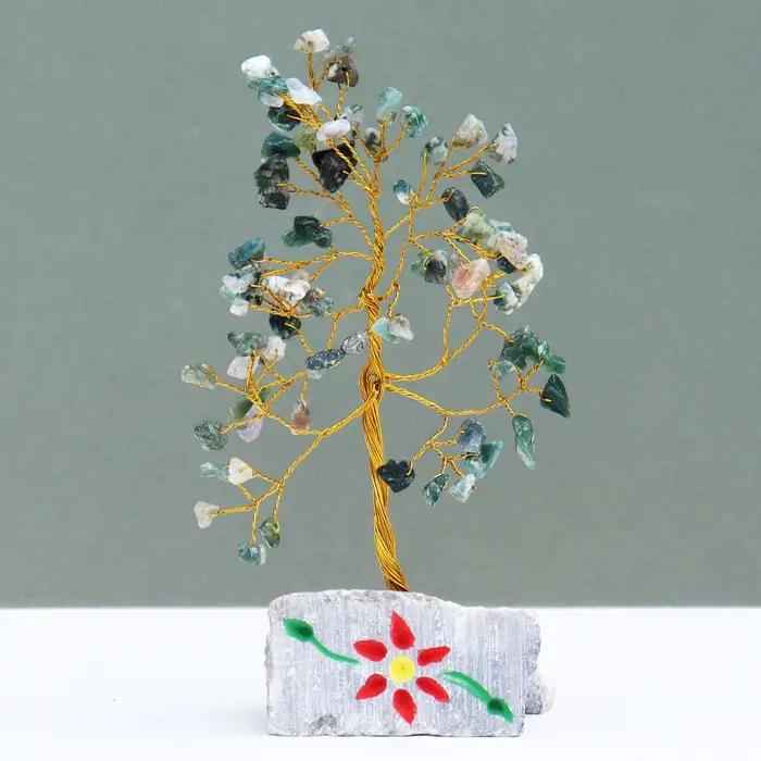 Moss Agate Gemstone Tree - 80 Stones