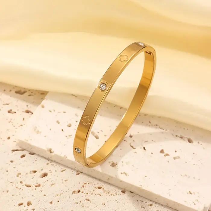 Lot de 3 ou 1 bracelet à ongles en acier inoxydable plaqué or 18 carats pour femme