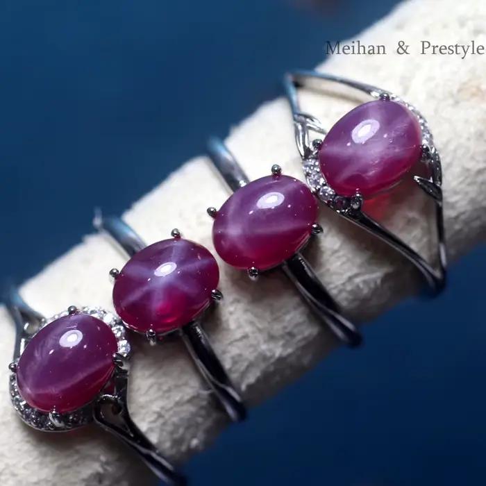 Bague réglable en rubis de laboratoire Meihan pour femme