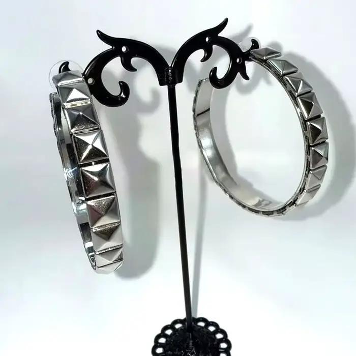 Boucles d'oreilles géométriques 3D en argent pour femmes