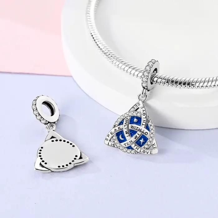Breloques en argent sterling 925 avec nœud celtique et ciel étoilé