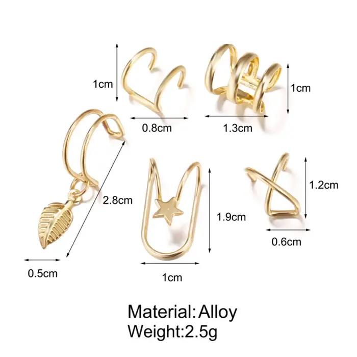 Boucles d'oreilles à clip en forme d'étoile géométrique pour femme en alliage de zinc avec finitions plaqué rhodium or rose et argent pour occasions spéciales