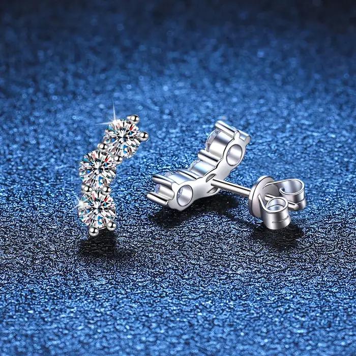 Tezzc 1.2ct boucles d'oreilles Moissanite complètes pour femmes classique à la mode fête usage quotidien