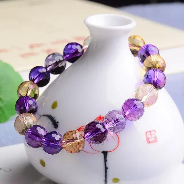 Alanding Yst-Bracelet de perles rondes à facettes pour hommes et femmes