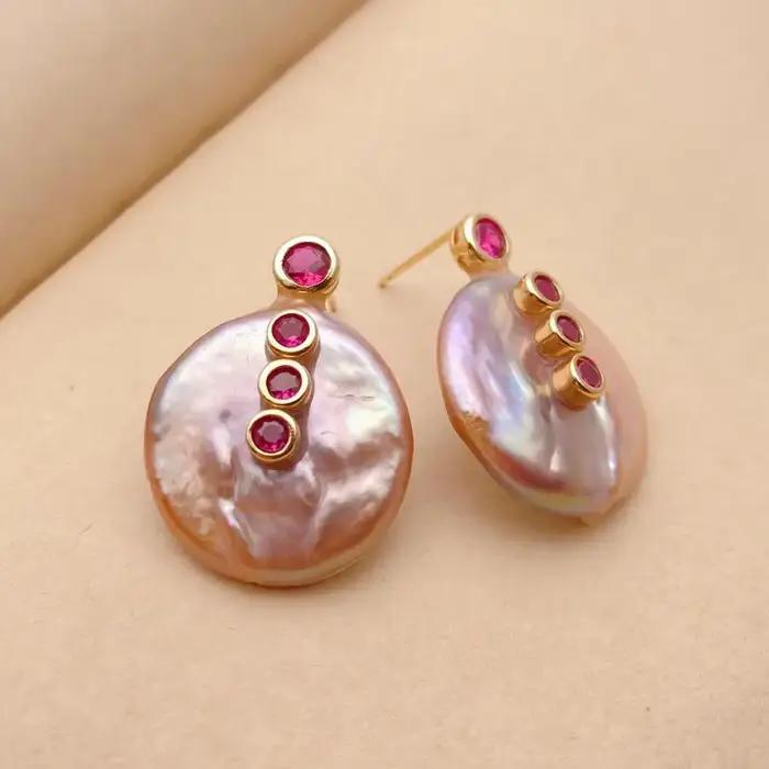 Y · YING-Boucles d'oreilles Big Pearl Stud pour femme