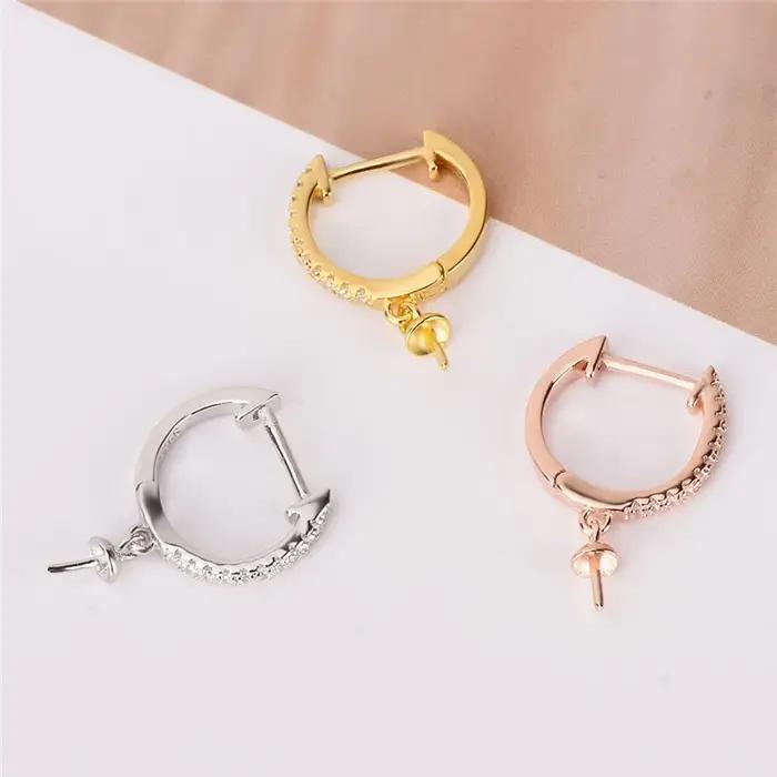 CLUCI 3 paires authentiques 925 argent Zircon boucles d'oreilles bijoux pour femmes fête