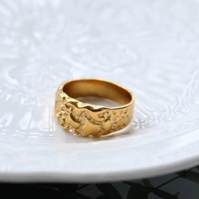 Bague Pépite Vintage en acier inoxydable plaquée or pour femmes et hommes, cadeau idéal pour mariages, anniversaires et occasions spéciales
