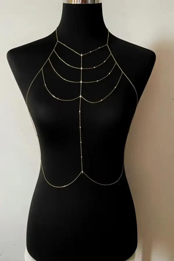 Nouvelle Collection 2025 – Bijoux Femme Tendance : Chaîne de Corps Ajustable avec Pendentifs Géométr