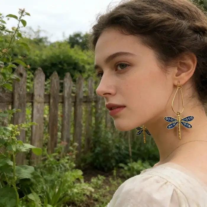 【 Favoris des clients 】 1 paire de boucles d'oreilles bleues motif libellule - Convient aux femmes et à toute la famille