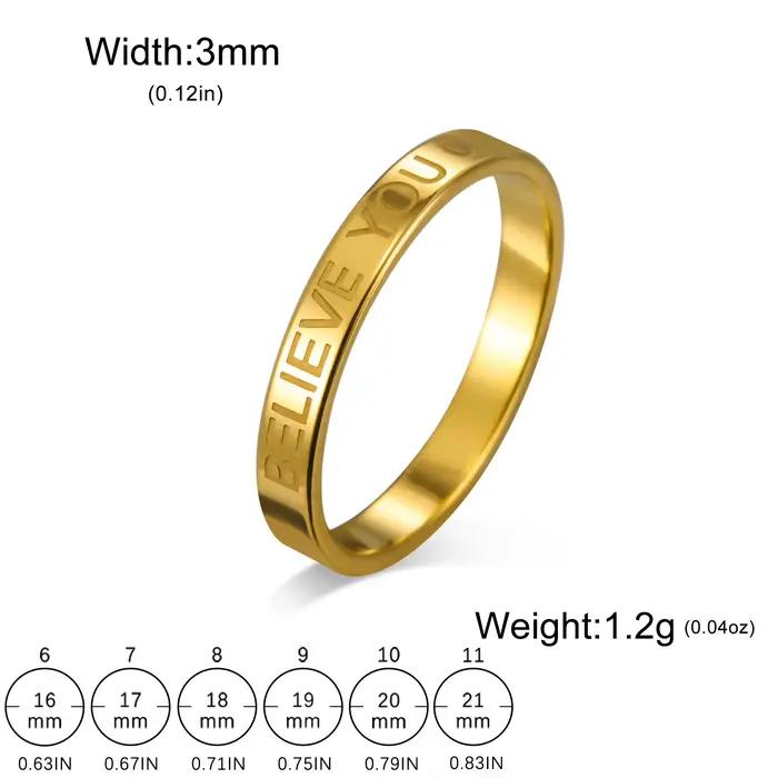 Bague avec nom gravé de 3mm pour hommes et femmes