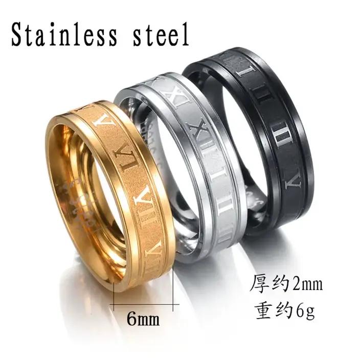 Seakissky classique mode acier inoxydable romain numérique hommes femmes bague Cool Punk haute qualité étanche bijoux pour cadeaux de fête