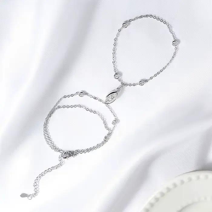 Smyoue Marquise coupe bulles Moissanite Bracelets pour femme réglable 14-19 cm laboratoire cultivé chaîne de diamant pur S925 bijoux en argent