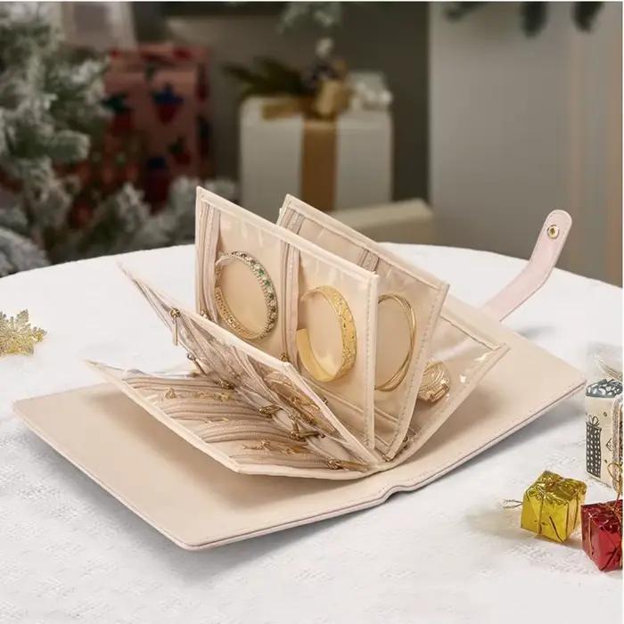 Sac de rangement de bijoux pour voyage, classeur de rangement de bijoux avec compartiments divisés sans enchevêtrement, pochettes transparentes faciles à trouver pour mères Da