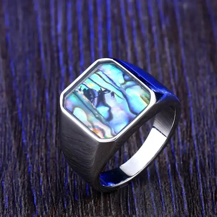 BEIER nouveau magasin bleu ciel coquille magnifique fond de mer luxe hommes bague mode coloré haute qualité bijoux LLBR8-591R
