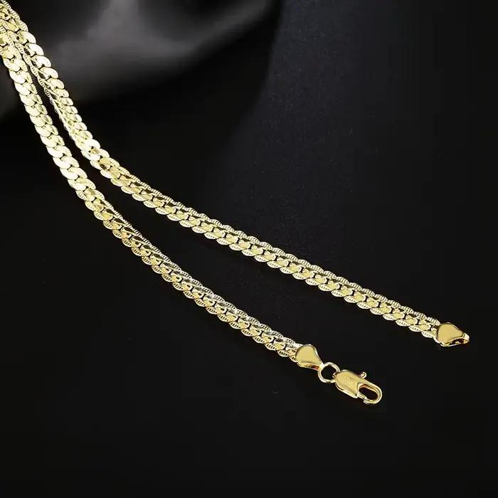 Collier chaîne latérale complète en or 18 carats